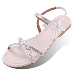 Mudan Shimmering Silver Strappy Sandals